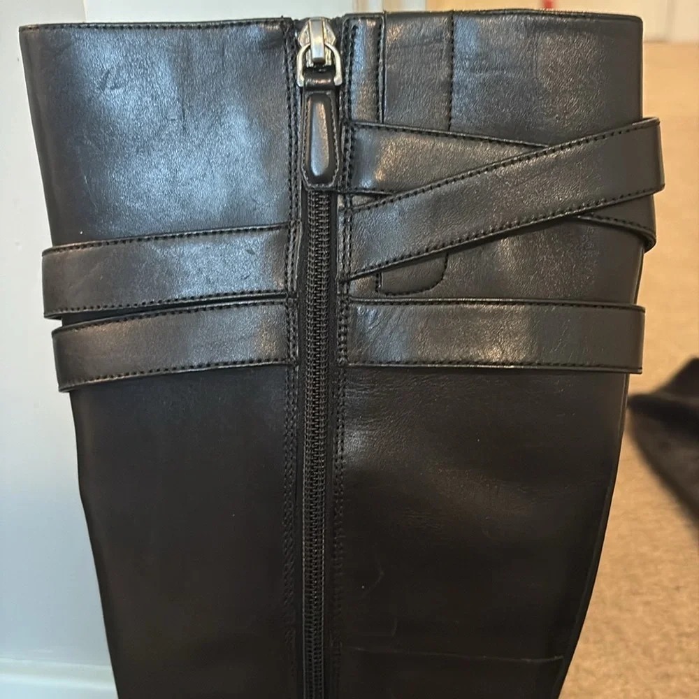 Ecco Sullivan Black leather riding knee high Boots Sullivan. Sz 38. New.
